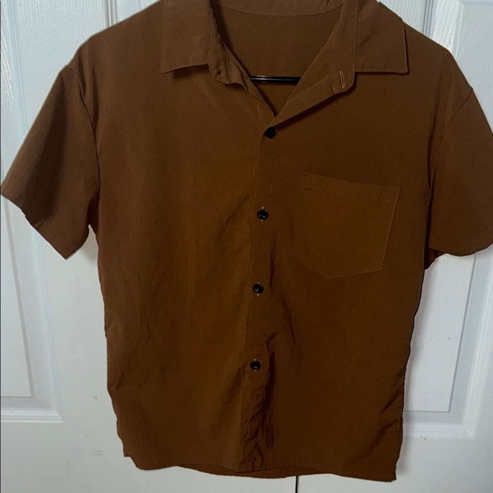Boys Brown Short Sleeve Shirt